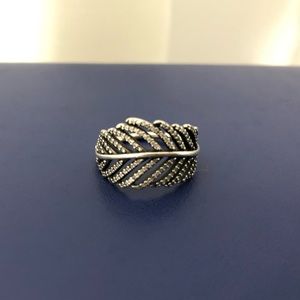 PANDORA Feather Silver Ring size 7